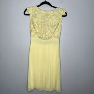 Ted Baker London Women’s Aliana Dress Embroidered Lace Pleated Yellow Size 1